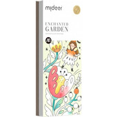 Carte de colorat cu apa,  pensula de pictat si culori incluse, 19 x 8 x 1.3 cm,  Enchanted Garden Mideer MD4195