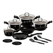 Set oale, cratite si tigai marmorate, 15 piese, din aluminiu forjat, black silver collection, berlinger haus, bh 6155