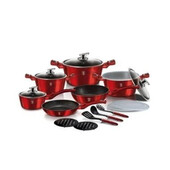 Set oale si tigai marmorate, 18 piese, din aluminiu forjat, burgundy line berlinger haus, bh7035