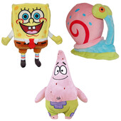 Set 3 jucarii din plus spongebob 21 cm, gary 15 cm si patrick 25 cm