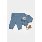 Set hanorac si pantaloni, two thread, 100%bumbac organic - indigo, babycosy (marime: 9-12 luni)