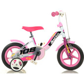 Bicicleta 108 FL cu maner pentru parinti - Dino Bikes-108 Roz