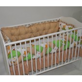 Set lenjerie patut bebe cu impletitura 120x60 cu 6 piese leu cappucino