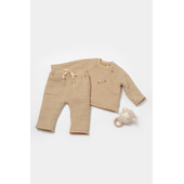 Set bluza dublata si pantaloni, winter muselin, 100% bumbac - apricot, babycosy (marime: 12-18 luni)