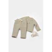 Set bluza dublata si pantaloni, winter muselin, 100% bumbac - verde, babycosy (marime: 18-24 luni)