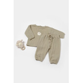 Set bluza si pantaloni, winter muselin, 100% bumbac - verde, babycosy (marime: 9-12 luni)