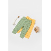 Set 2 pantalonasi printed, babycosy, 50% modal+50% bumbac, verde/lamaie (marime: 18-24 luni)