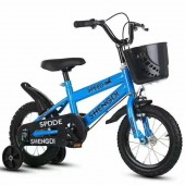 Bicicleta pentru copii cu roti ajutatoare si frane, 12 inch, Albastru