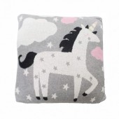 Perna decor bumbac unicorn gri/roz