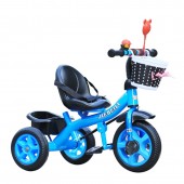 Tricicleta cu pedale pentru copii 2-5 ani, 2 cosuri depozitare, Albastru
