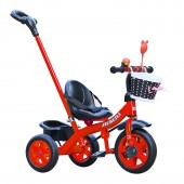 Tricicleta cu pedale pentru copii 2-5 ani, cu maner parental detasabil, Rosu