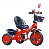 Tricicleta cu pedale pentru copii 2-5 ani, 2 cosuri depozitare, Rosu