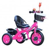 Tricicleta cu pedale pentru copii 2-5 ani, 2 cosuri depozitare, Roz