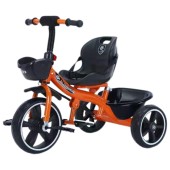 Tricicleta cu pedale, 2 - 6 ani, Portocaliu, Sezut reglabil, 2 cosuri depozitare